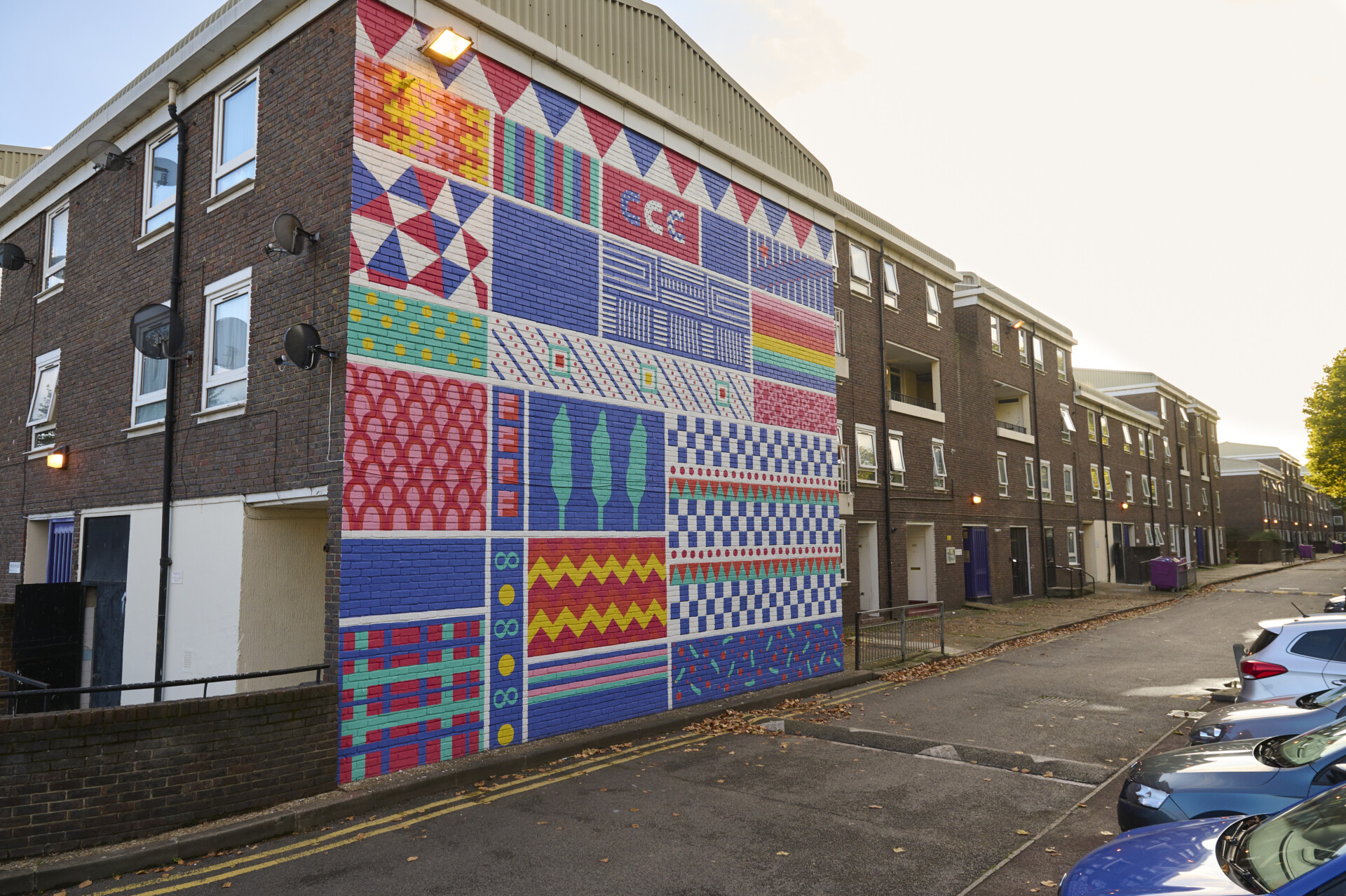 Image of a mural on the Teviot estate - developed with local people and artist Rose Hill